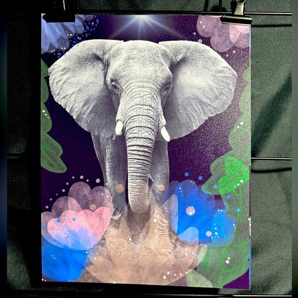 Elephant in Dark Handcrafted Digital Art Print 8 1/2”x11” Does Not Include Frame - Picture 2 of 3